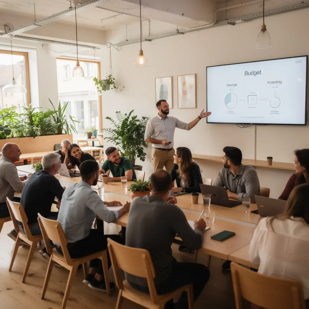 Családi költségvetés tervezése egy íróasztalon, papírokkal és tollal.